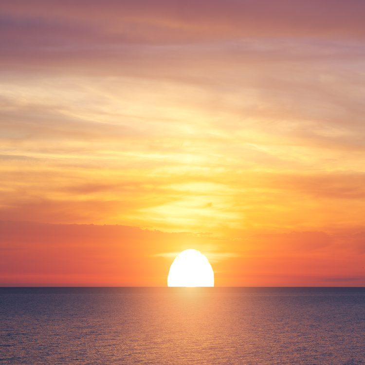 Big sun and sea sunset